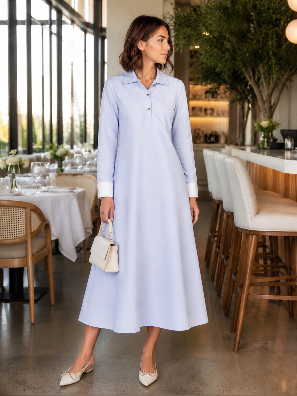 New Aleeza Paris Striped Shirt Dress – Size XS
